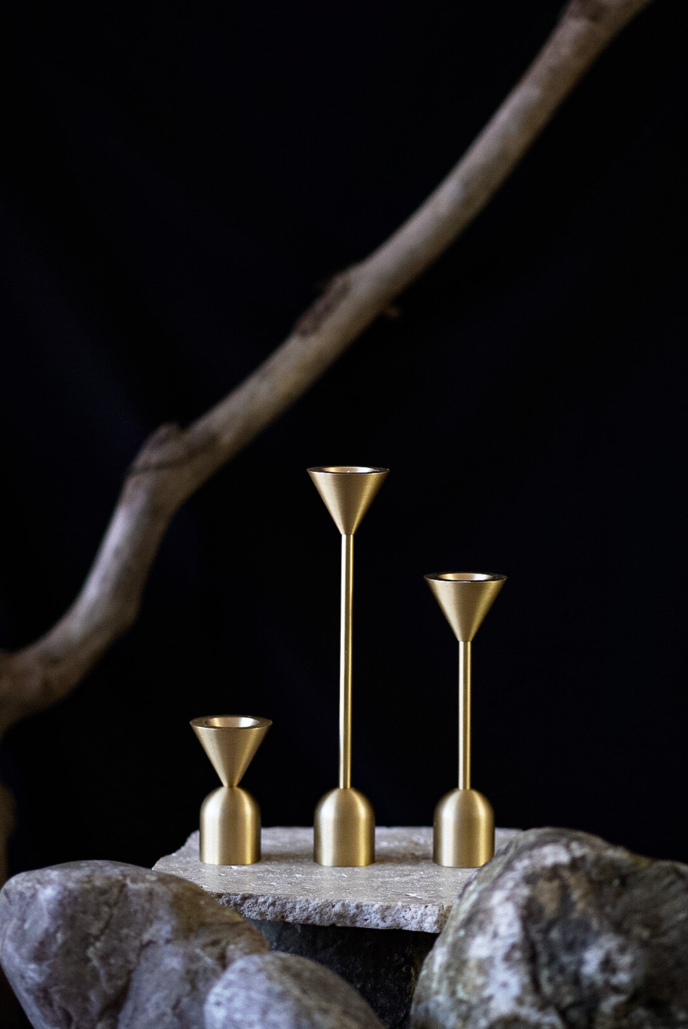 brushed brass candle holders gold for natural candles bern switzerland noosh.studio