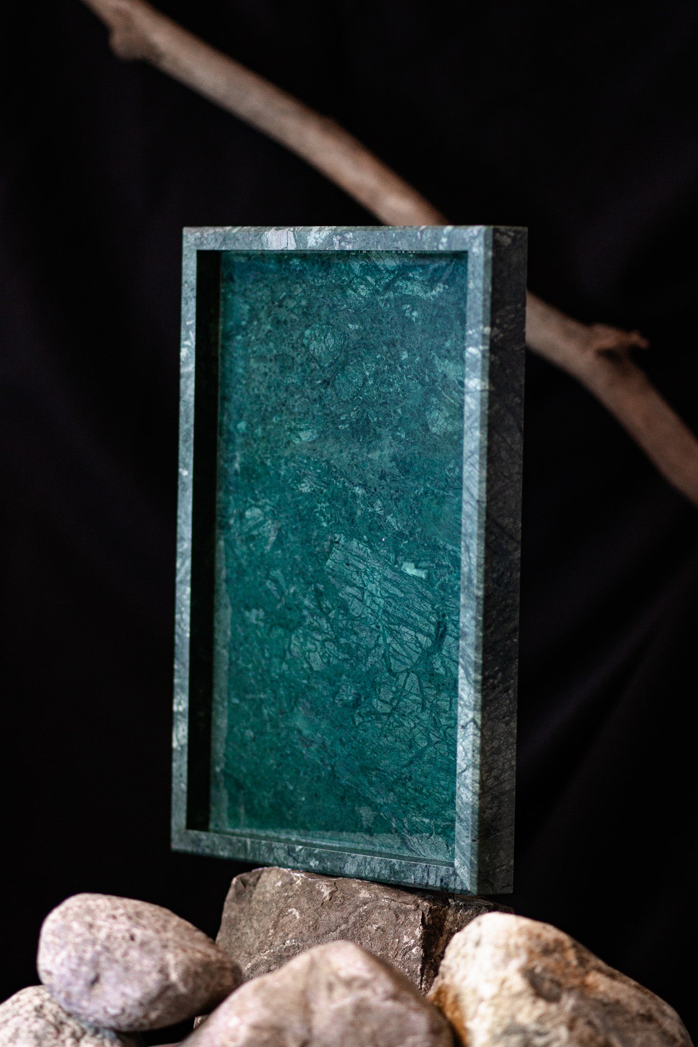 dark green marble tray natural stone and high quality rectangular by noosh.studio bern switzerland