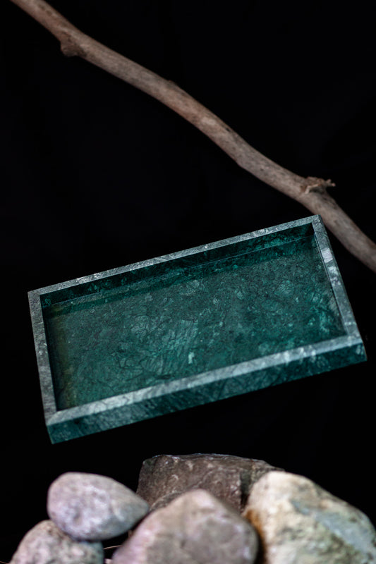 dark green marble tray natural stone and high quality rectangular by noosh.studio bern switzerland