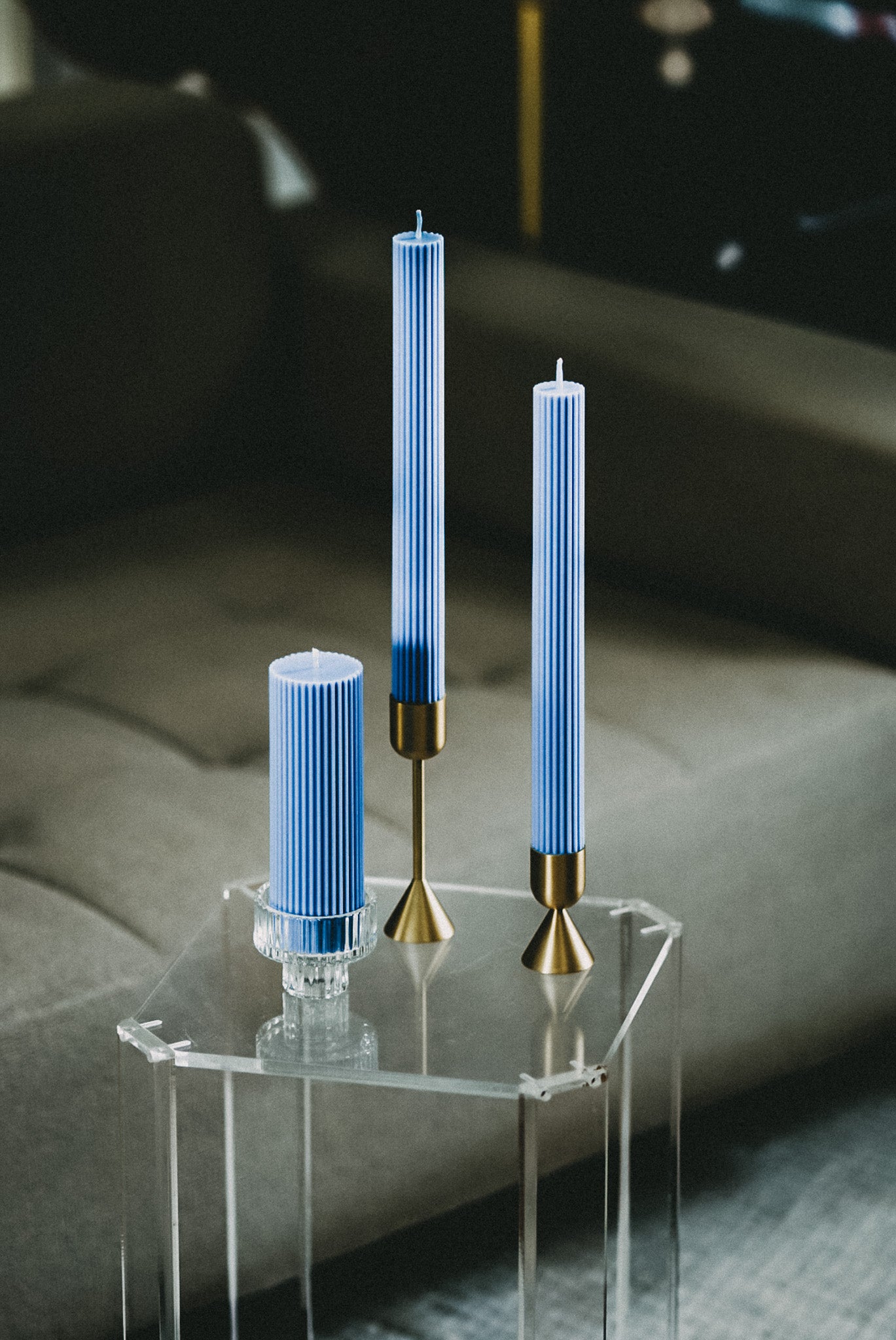 brushed brass candle holders gold for natural candles bern switzerland noosh.studio